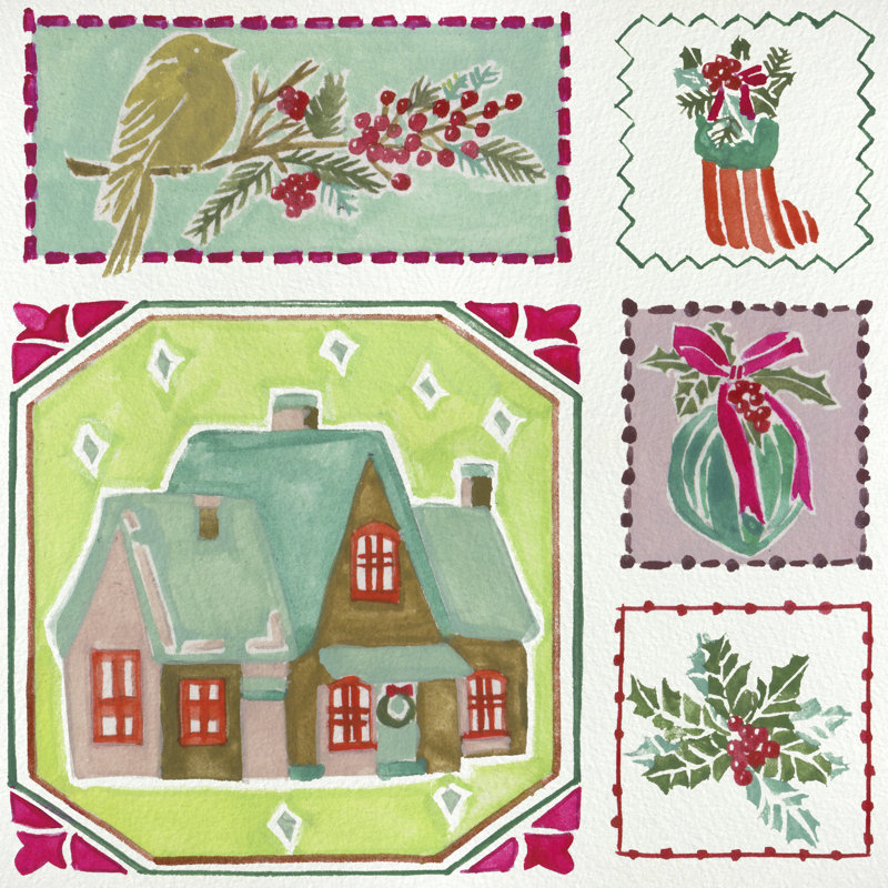 Christmas Patchwork I by Melissa Wang - Wrapped Canvas Print, 30 cm H x 30 cm W