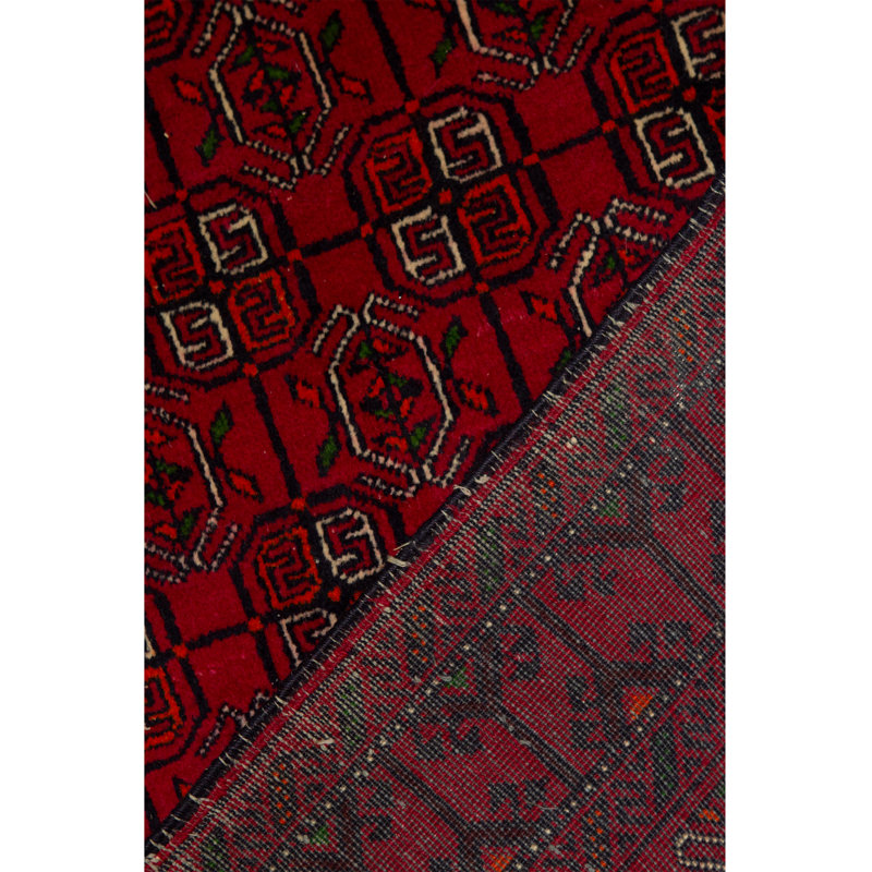 Tapis rouge et noir noué à la main de haute qualité