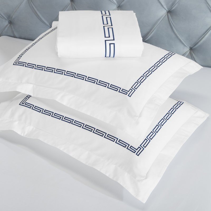 Harrison Cotton Greek Key Embroidered 3 Piece Duvet Cover Set by Superior, King/California King +2 King Shams