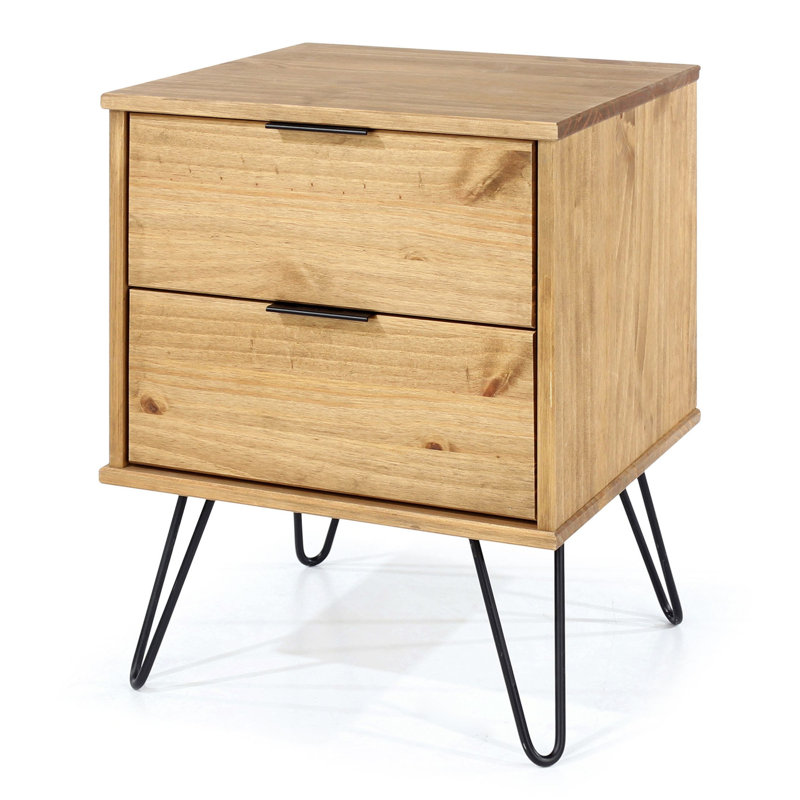 Cashel 2 Drawer Bedside Table, Industrial Design