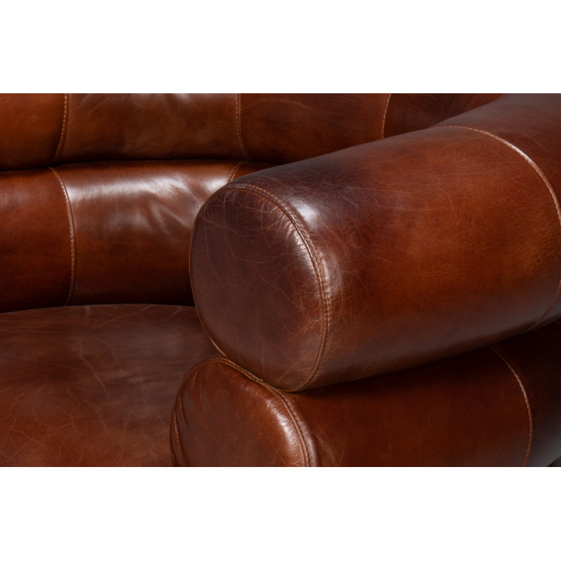 Swivel Barrel Chair, Brown Leather