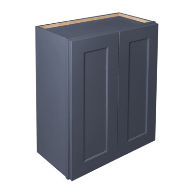 Armoire murale bleue double en bois massif à 2 portes et 2 tablettes pour la cuisine, la salle de bain, la buanderie, tablettes réglables prêtes à assembler (l 30 po x P 12 po x H 36 po)