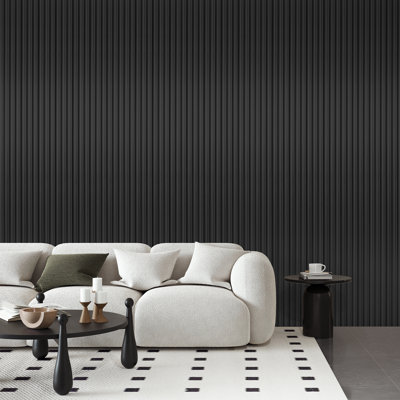8 panneaux muraux à lattes en WPC de 96 po x 6,26 po, panneau mural 3D pour décor moderne, 33,38 pieds carrés