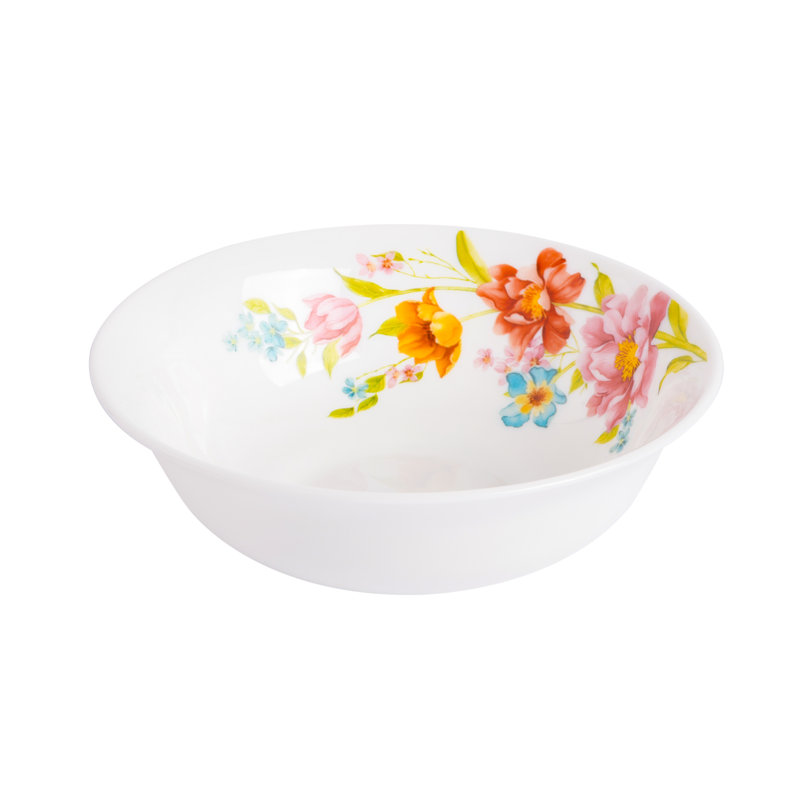 18-Piece Red Floral Opal Glass Dinnerware Set, Service for 6