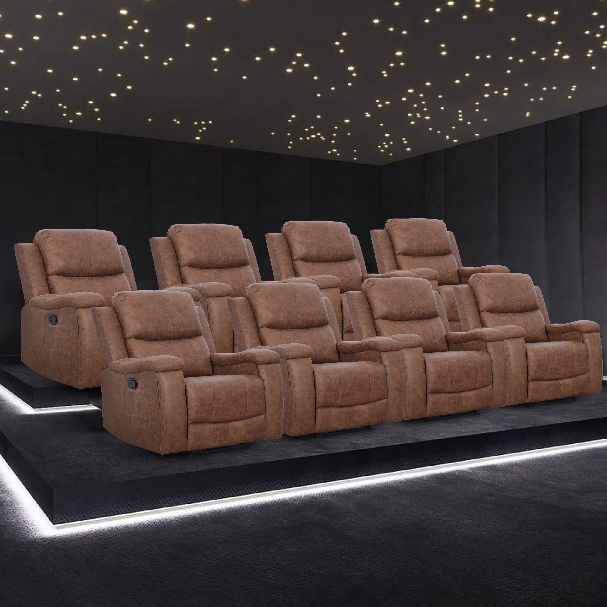 Latitude Run® 37" Wide Modern Cognac Leather Manual Reclining Home ...