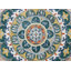 Tapis rond vert / jaune / gris en laine crocheté à la main à motif floral Emmeram-11357210