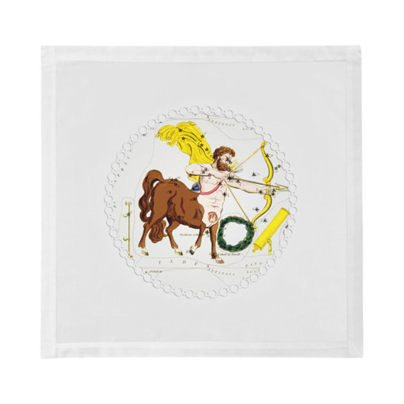 Zodiac Sagittarius Cotton Sateen Dinner Napkins, White
