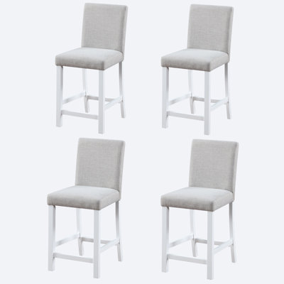 Ensemble de 4 chaises à hauteur de comptoir avec siège en lin rembourré et dossier haut ergonomique pour la cuisine ou la salle à manger
