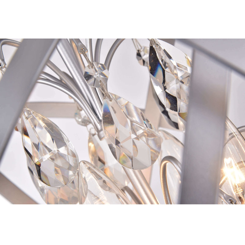 Zellner 4 - Light 16" Unique Globe Chandelier with Crystal Accents, Silver