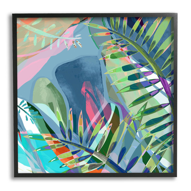 «Bold Fern Leaf», art de la giclée à chevauchement audacieux par Lori Dubois, Giclée encadrée noir minuit