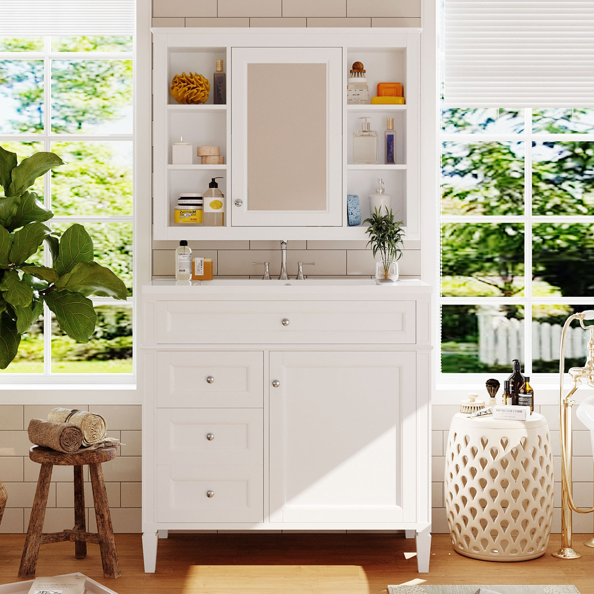 Lark Manor 36'' Bathroom Vanity Storage Cabinet With Medicine Cabinet ...