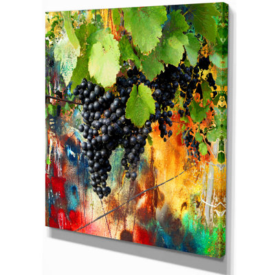 « blue raisin vine », reproduction d’impression sur toile tendue campagne floral