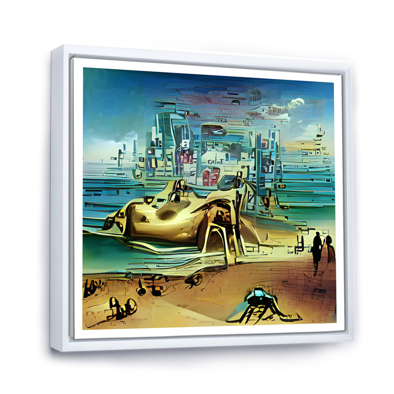 Jeu vidéo Infinite Cyberpunk Beaches II - Toile industrielle, H 30 po x l 30 po x P 1 po, Cadre flottant blanc