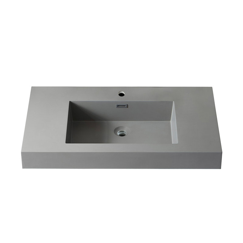 Ablitas Gray Composite Stone Rectangular Bathroom Vanity Sink