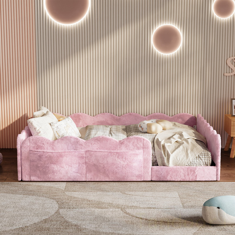 Lit double tapissier sur pied, Pink
