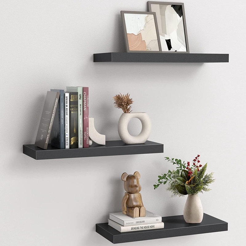 Antionette 3 Piece Floating Shelf, Black