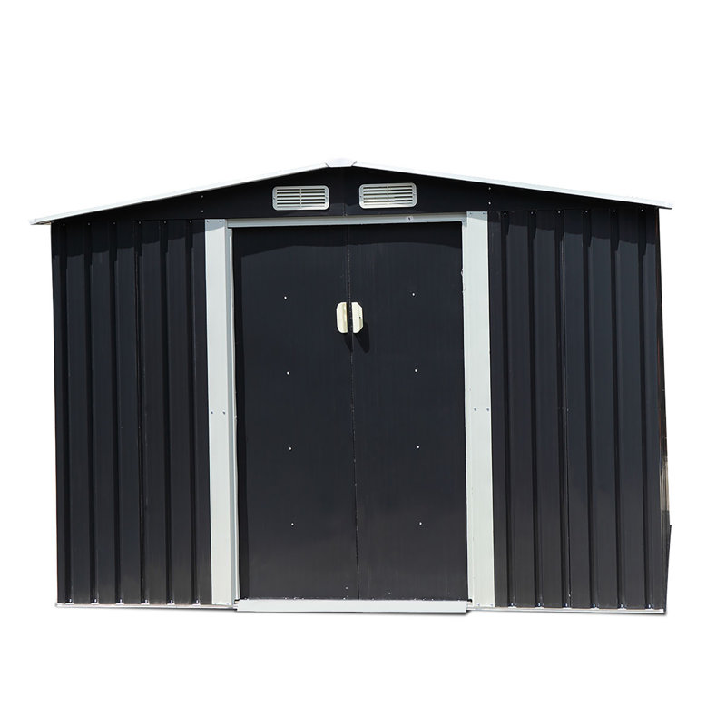 Remise de rangement en métal, Gris foncé, L 100,8 po x P 80,4 po x H 75,59 po