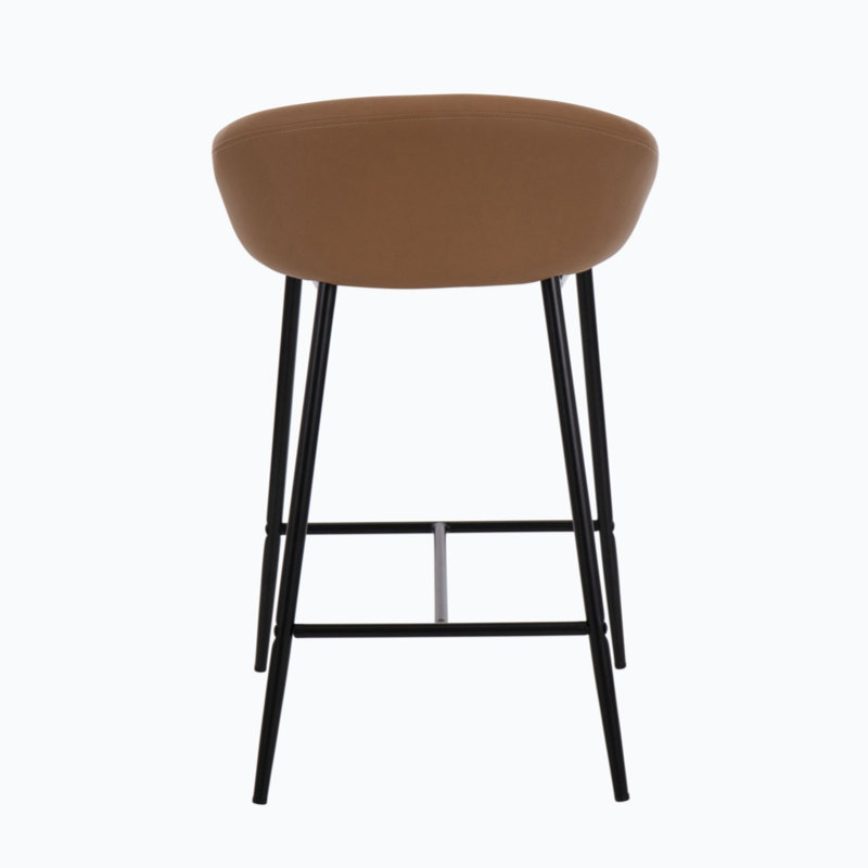 Glam Upholstered Counter Stool with Metal Frame