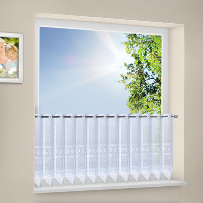 Atchison Plaid and Chevron / Zig Zag Pointed Cafe Curtain Kitchen Pelmet