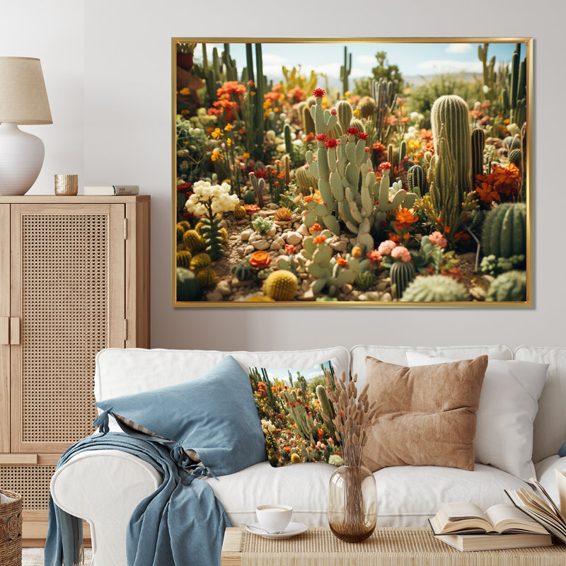 «Broaderick Coral Green Cactus Field I» sur toile, H 34 po x l 44 po x P 1,5 po, Toile tendue