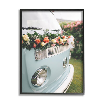 " Classic Retro Blue Van Spring Rose Florals "