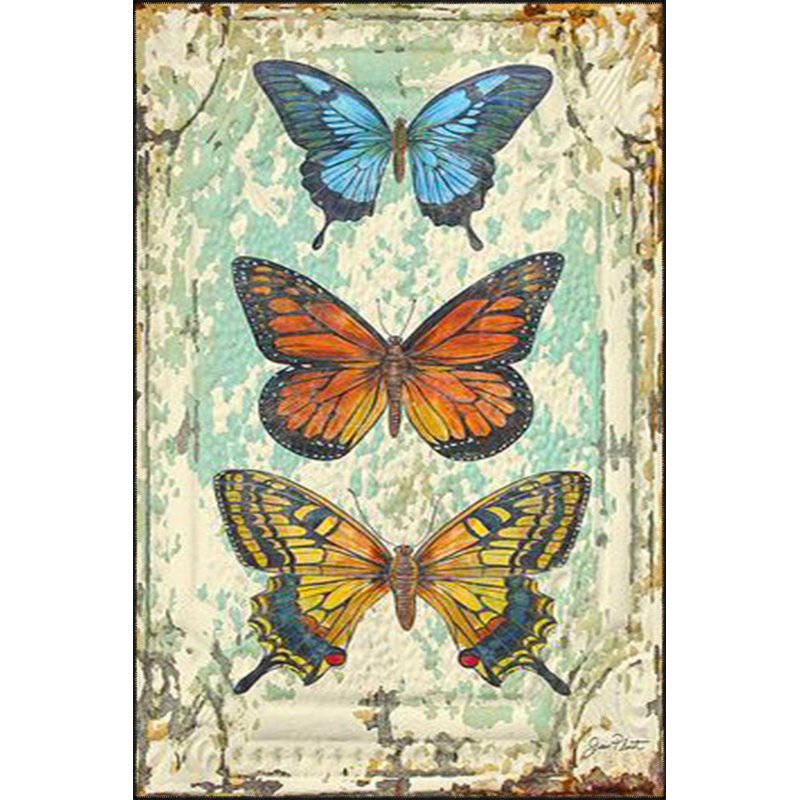 Tapis coloré lavable en machine à motif papillon coloré