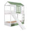 Lit superposé simple au-dessus de simple avec glissière convertible et toit avec structure en bois de pin blanc