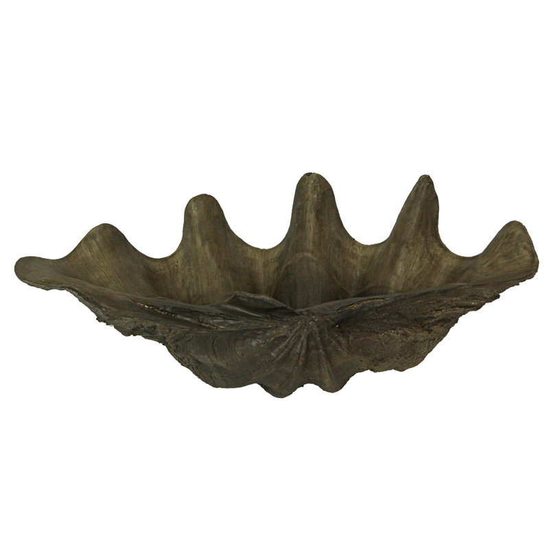 Bol décoratif coquille ovale en gris