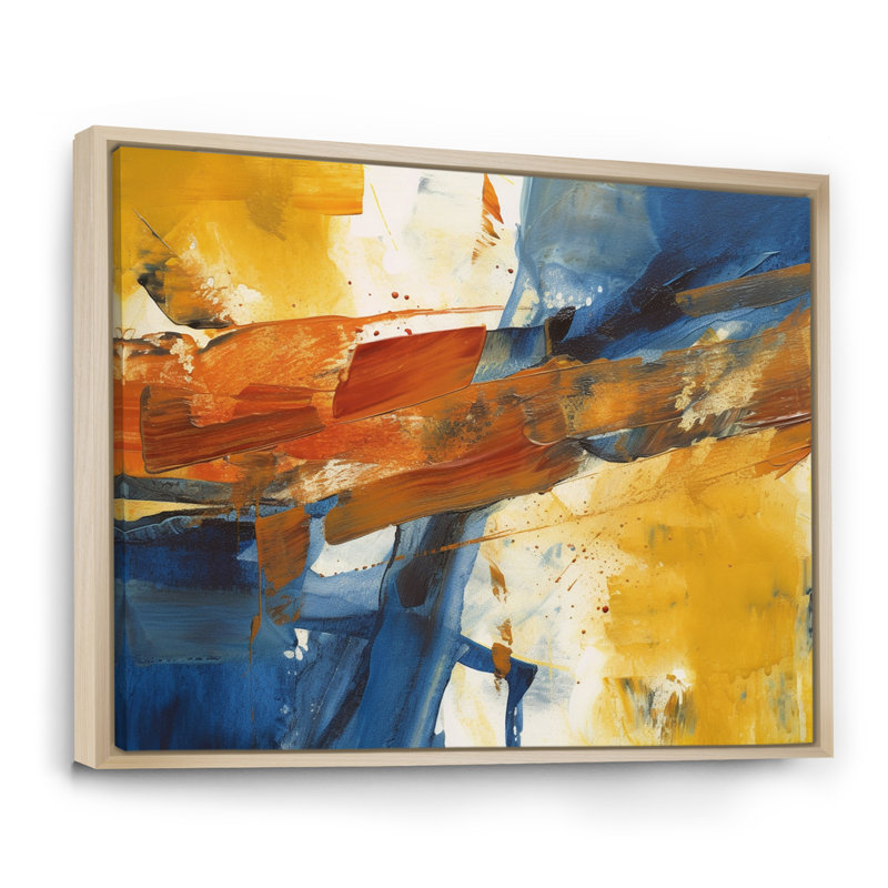 «Evening Glow», abstrait orange et bleu royal - peinture abstraite, art mural, H 30 po x l 40 po x P 1,5 po