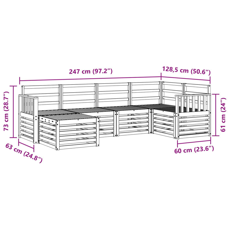 247cm Wide Patio Sectional Set