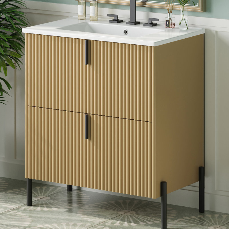 Meuble-lavabo 30 po avec lavabo en céramique, Naturel