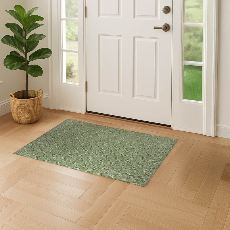 Paillasson Rolling Circles, 60" W x 36" L, Olive Green