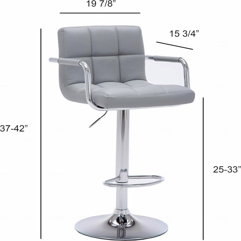 Accent Stool  - Contemporary Adjustable Swivel Function Arm Bar  With Cushion, Gray