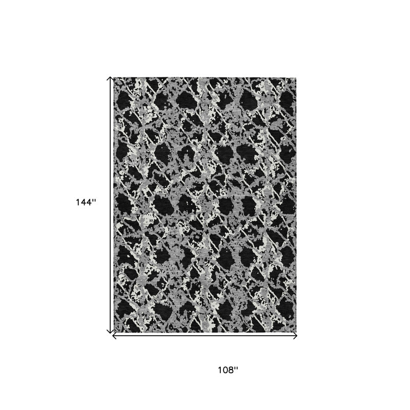 Tapis intérieur lavable abstrait 9 pi x 12 pi gris