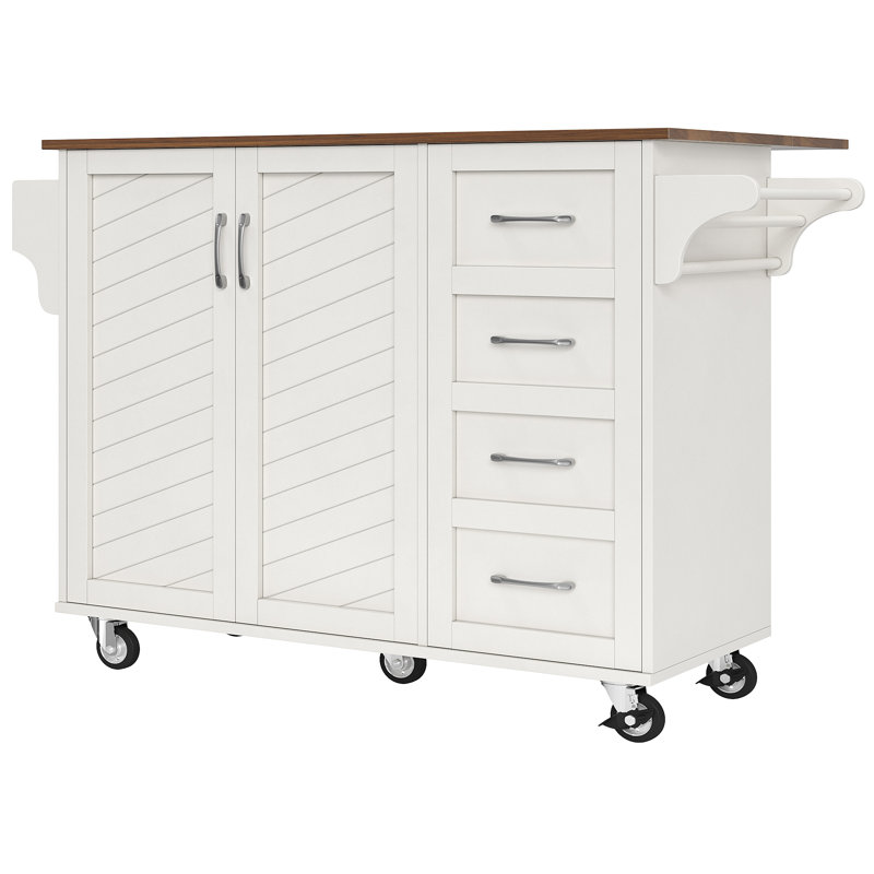 Wood Kitchen Island, White