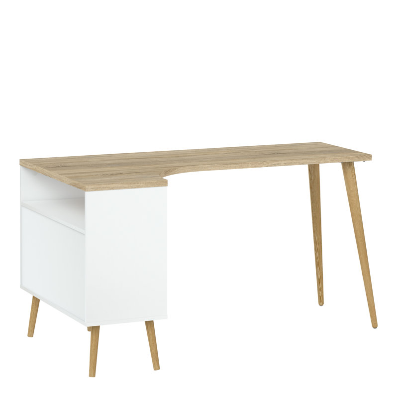 Havana L-Shaped Computer Desk, Oak/White