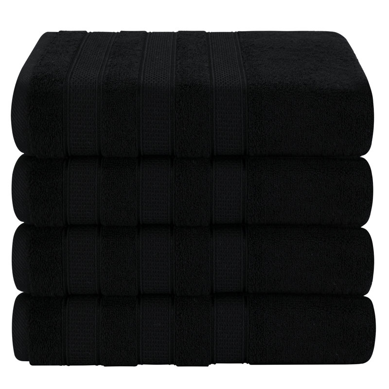 Ensemble de serviettes de bain turques 100% coton 4 pièces, Noir