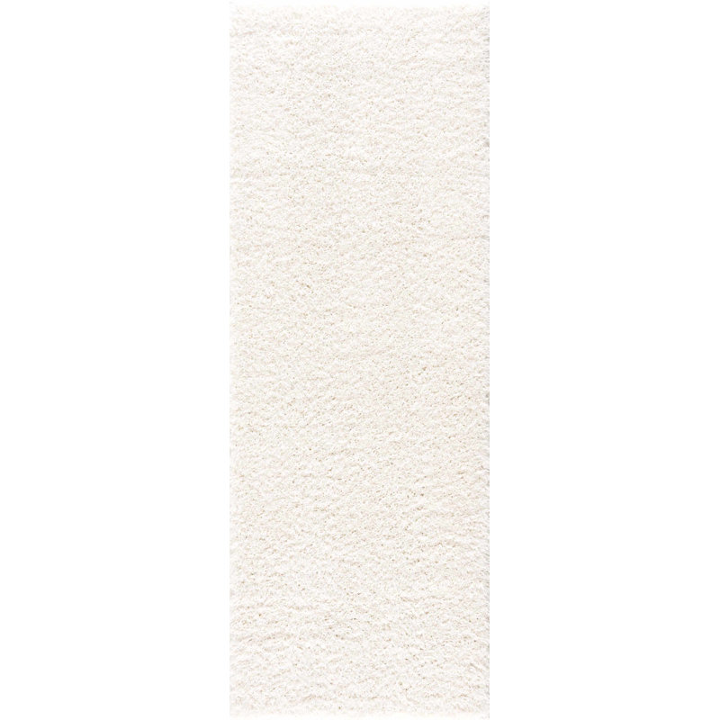 Nereen Solid Shag Beige Area Rug, Runner 2'7" x 7'3"