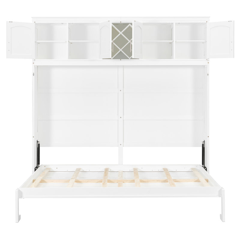 Murphy Bed Cabinet With Wine Rack, White