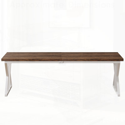 Rustic Farmhouse Dining Table for 6, Rectangular Wood Top with X-Trestle Metal Legs, Perfect for Cozy Family Meals and Gatherings