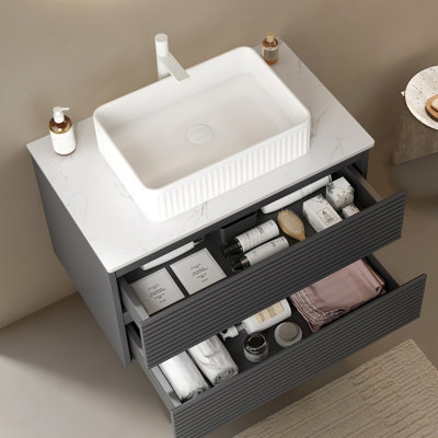 Comptoir en marbre artificiel blanc de 30 po, 0,6 po d'épaisseur, fonctionnel, résistant aux égratignures, imperméable, facile à nettoyer, à la mode pour différentes conceptions pratiques, divers motifs