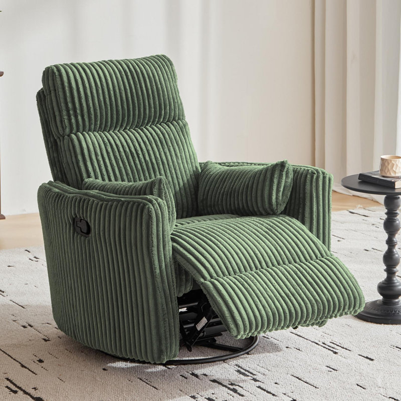  Sherry 34'' Corduroy Manual Swivel Recliner & Rocker, Bella Forest Green Corduroy, Manual - Push Button