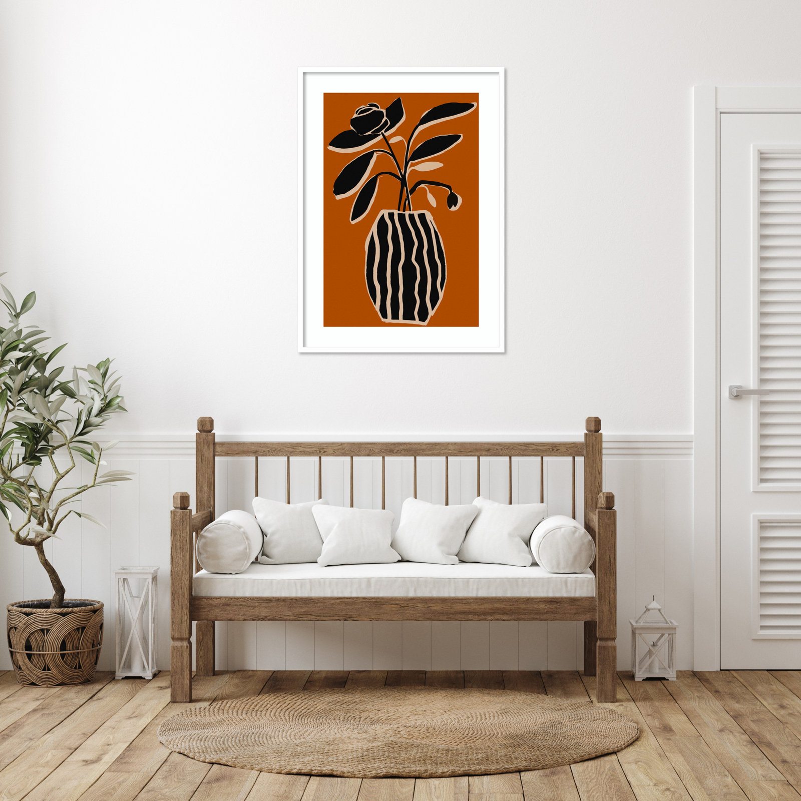 Ochre Still Life No 5 by Treechild, White Framed, 41" H x 30" W x 1" D