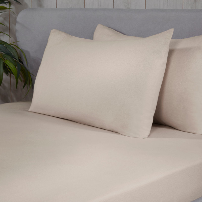 Brushed Cotton Pillowcase - Blue, Cream