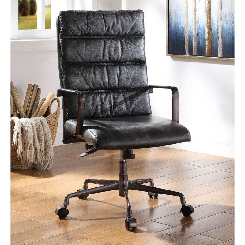 Fauteuil de direction Indraj, Noir brossé