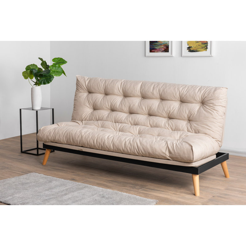 Allyssia 185cm Upholstered Convertible Sofa, Cream