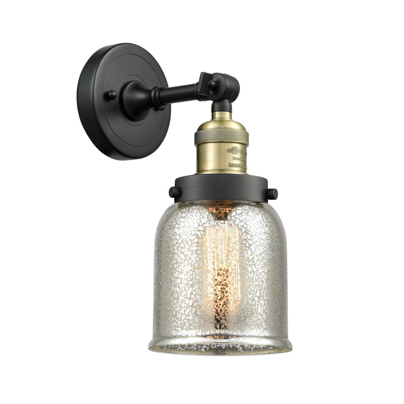 Applique murale 1 lumière 8 po Bell, Ampoule à DEL rétro de 6 watts, Grainé, Laiton antique noir