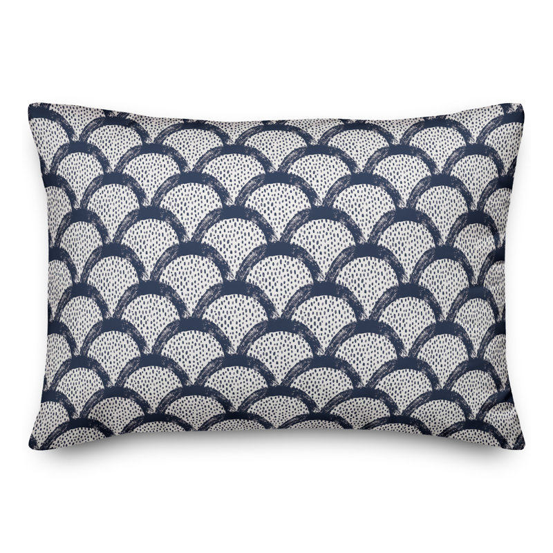 Scallop Outdoor Throw Pillow, Navy