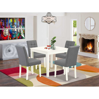 5-Piece Natural Oak Finish Solid Wood Top - Square Dining Room Set - Seats 4