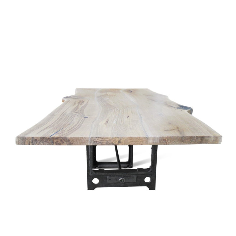 McMinnville Oak Solid Wood Top Metal Base Dining Table